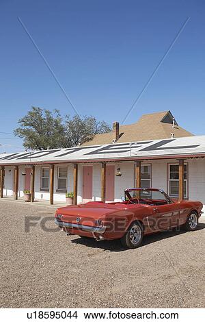 Convertible parked at motel, Arizona, USA View Large Photo Image Picture - Convertible parked at motel, Arizona, USA. Fotosearch