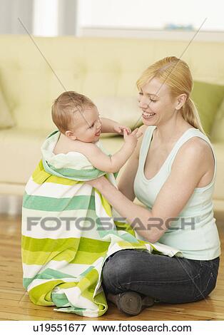 Mother Drying Baby Boy with Towel View Large Photo Image Stock Photo - Mother Drying Baby Boy with Towel. Fotosearch