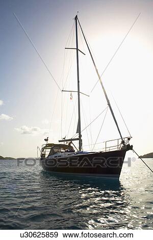 Stock Photo - Sailboat moored. Fotosearch