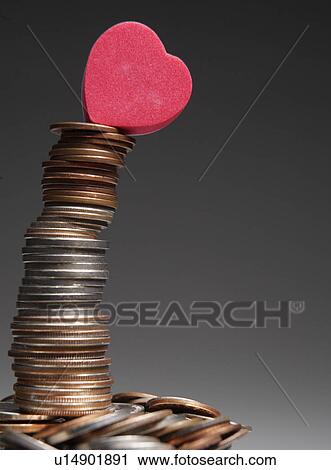 Stack of Coins with Love Heart on Top View Large Photo Image Stock Image - Stack of Coins with Love Heart on Top. Fotosearch