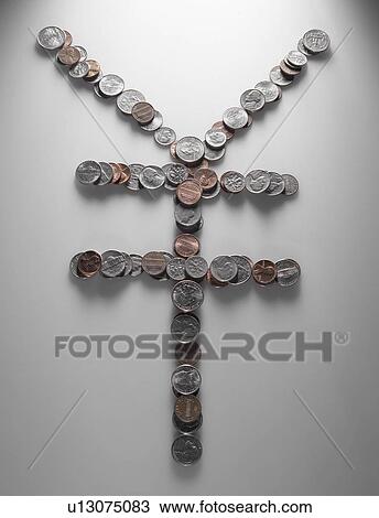 Stock Image - Yen Sign Made of US Coins. Fotosearch