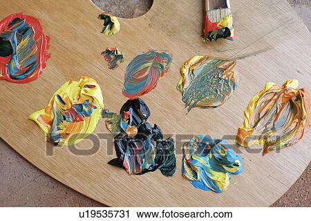 Stock Image - Paint on palette. Fotosearch