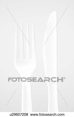 Stock Photo - Plastic fork and knife (close-up). Fotosearch