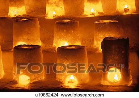 Picture - Rows Of Ice Lanterns. Fotosearch