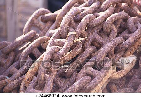 Picture - Rusting Iron Chain. Fotosearch