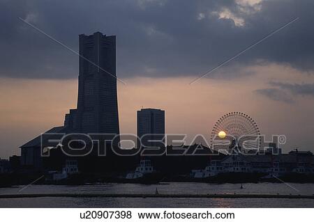 Stock Photo - Sunset At Yokohama Minato Mirai. Fotosearch