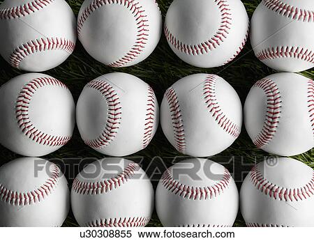 Stock Photography - Baseballs in Rows. Fotosearch
