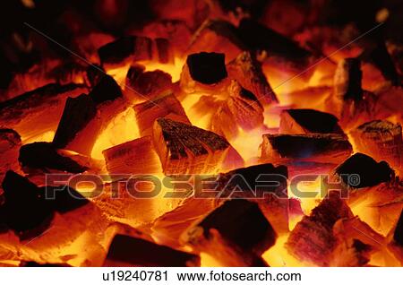 Stock Image - Burning Charcoal. Fotosearch