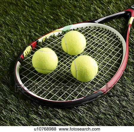 Tennis Balls on Racket View Large Photo Image Stock Photo - Tennis Balls on Racket. Fotosearch