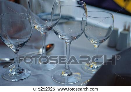 Stock Photography - Wine Glasses On Table. Fotosearch