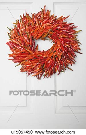 Wreath made of dried chillies View Large Photo Image Stock Image - Wreath made of dried chillies. Fotosearch