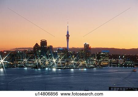 Auckland After Sunset View Large Photo Image Stock Photograph - Auckland After Sunset. Fotosearch