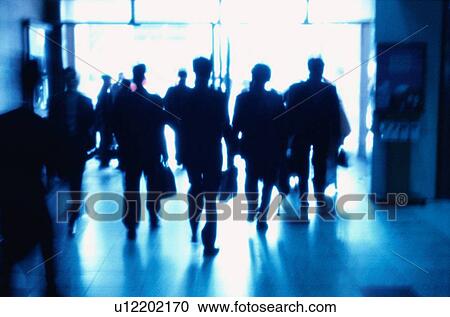 Stock Image - Commuters Leaving Station. Fotosearch