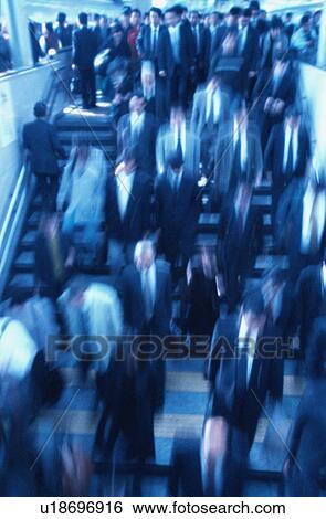 Stock Photograph - Crowd Of Commuters. Fotosearch