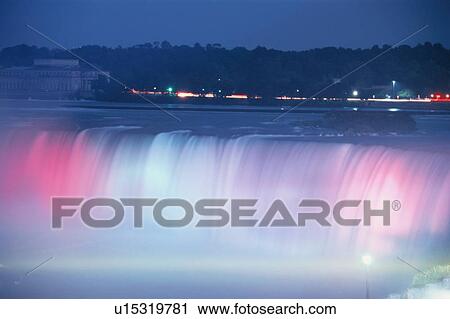 Stock Image - Niagara Falls Illuminated. Fotosearch