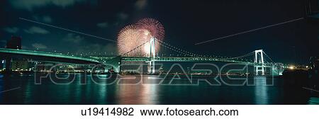 Rainbow Bridge And A Skyrocket View Large Photo Image Stock Image - Rainbow Bridge And A Skyrocket. Fotosearch