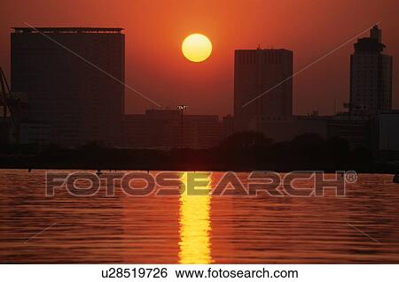 Sunset On River View Large Photo Image Stock Photograph - Sunset On River. Fotosearch