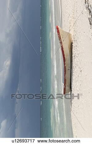 Boat on Shoreline in Tulum Mexico View Large Photo Image Stock Photo - Boat on Shoreline in Tulum Mexico. Fotosearch