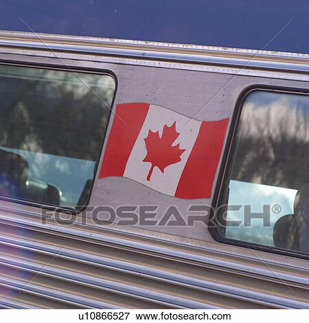 Canadian flag on side of train View Large Photo Image Stock Photo - Canadian flag on side of train. Fotosearch