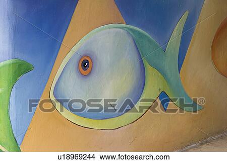 Picture - Colourful drawings of fish. Fotosearch