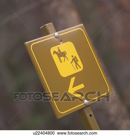 Stock Image - Park Trail sign in Jasper Alberta. Fotosearch