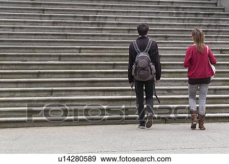 People walking towards stairs in Vancouver View Large Photo Image Stock Photo - People walking towards stairs in Vancouver. Fotosearch