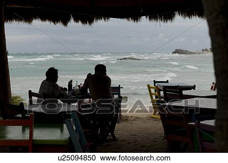 Seaside restaurant in Tulum Mexico View Large Photo Image Stock Image - Seaside restaurant in Tulum Mexico. Fotosearch
