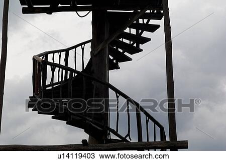 Stock Image - Spiral staircase in Tulum Mexico. Fotosearch