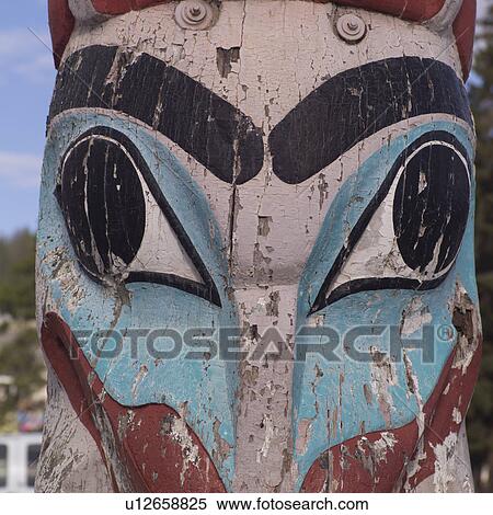 Totem pole in Jasper Alberta View Large Photo Image Stock Photography - Totem pole in Jasper Alberta. Fotosearch