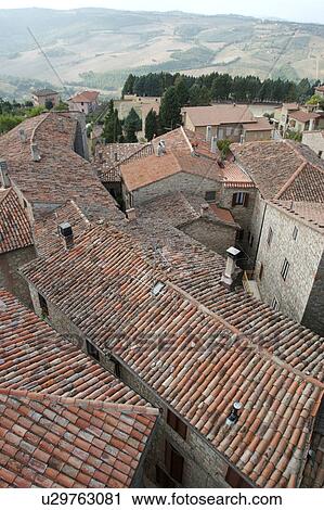 Stock Image - Aerial view of MonteCastello di Vibio, looking west. Fotosearch