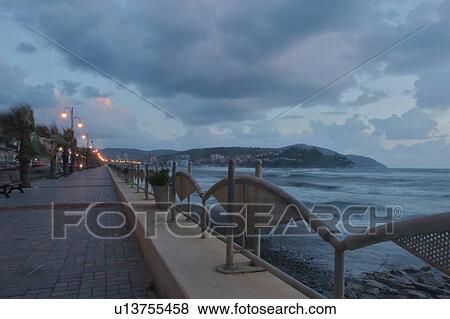 Agropoli, Campania, Southern Italy, sea front at dusk in storm View Large Photo Image Stock Photo - Agropoli, Campania, Southern Italy, sea front at dusk in storm. Fotosearch