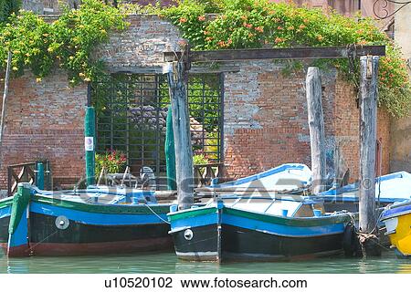 blue barges moored along canal in sunshine View Large Photo Image Stock Image - blue barges moored along canal in sunshine. Fotosearch