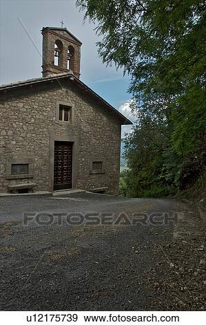 Church of Madonna delle Carceri, Montecastello di Vibio, Umbria, Italy, with Tiber valley in background View Large Photo Image Stock Photo - Church of Madonna delle Carceri, Montecastello di Vibio, Umbria, Italy, with Tiber valley in background. Fotosearch