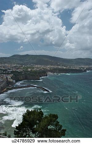 Coastal view, Campania, Italy, above Meta harbour View Large Photo Image Stock Photo - Coastal view, Campania, Italy, above Meta harbour. Fotosearch
