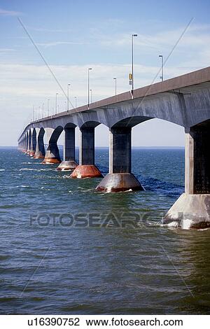 Confederation Bridge, view across sea, from Prince Edward Island, Canada View Large Photo Image Stock Image - Confederation Bridge, view across sea, from Prince Edward Island, Canada. Fotosearch