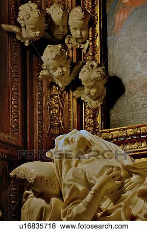 Stock Photo - Detail of Ecstasy of Beata Ludovica, sculpture by Bernini, Church of San Francesco a Ripa, Rome, Italy. Fotosearch