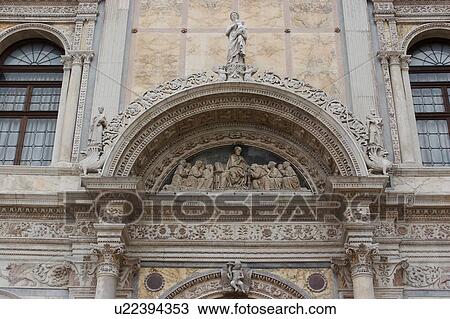 Stock Image - Detail of facade Scuola San Marco. Fotosearch
