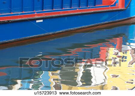 Detail of red and blue barge in Burano canal View Large Photo Image Stock Image - Detail of red and blue barge in Burano canal. Fotosearch