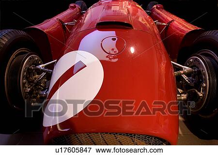 Detail of red Ferrari, race car, front view, showing front grille and wheels, with number 1 on hood View Large Photo Image Stock Photo - Detail of red Ferrari, race car, front view, showing front grille and wheels, with number 1 on hood. Fotosearch