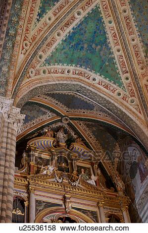 Detail Of Side Of Apse Showing Ornately Painted Organ
