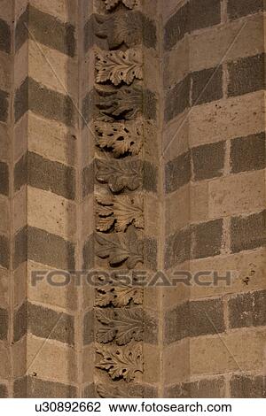 Detail of stone column with black and white traditional Gothic stripes and carved acanthus leaves in centre View Large Photo Image Stock Image - Detail of stone column with black and white traditional Gothic stripes and carved acanthus leaves in centre. Fotosearch