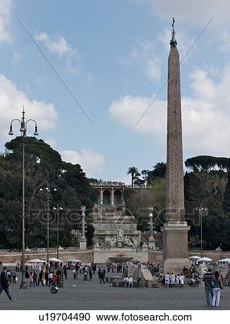 Egyptian Obelisk and people walking in Piazza del Popolo View Large Photo Image Stock Image - Egyptian Obelisk and people walking in Piazza del Popolo. Fotosearch