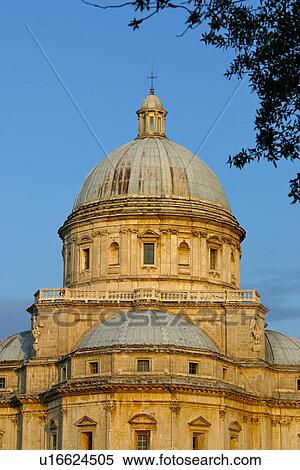 Exterior detail of Tempio di Bramante, central cupola, and 3 of the domes of Greek cross, against clear blue early morning sky, Todi, Umbria View Large Photo Image Stock Photography - Exterior detail of Tempio di Bramante, central cupola, and 3 of the domes of Greek cross, against clear blue early morning sky, Todi, Umbria. Fotosearch
