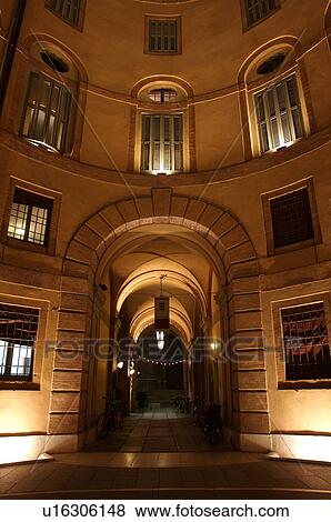 Ferrara Theatre inner courtyard, illuminated circular building, View Large Photo Image Stock Photo - Ferrara Theatre inner courtyard, illuminated circular building, . Fotosearch