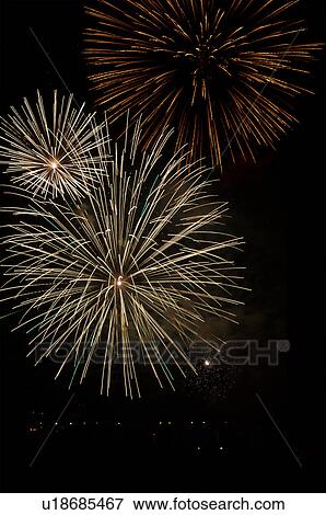 Fireworks exploding in the black night sky View Large Photo Image Stock Photo - Fireworks exploding in the black night sky. Fotosearch