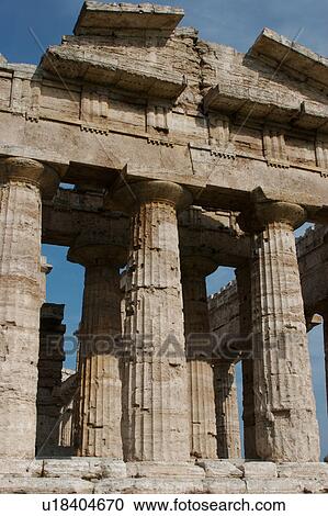 Stock Image - Greek Temples in Campania, Italy: Temple of Neptune (Poseidon) aka Temple of Hera II. Fotosearch