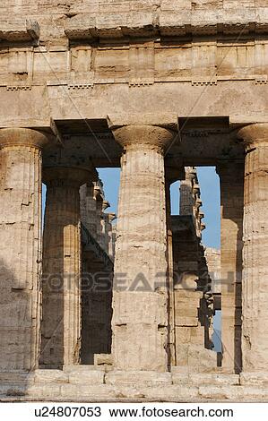 Greek Temples in Campania, Italy: Temple of Neptune (Poseidon) aka Temple of Hera II, detail view View Large Photo Image Stock Image - Greek Temples in Campania, Italy: Temple of Neptune (Poseidon) aka Temple of Hera II, detail view. Fotosearch