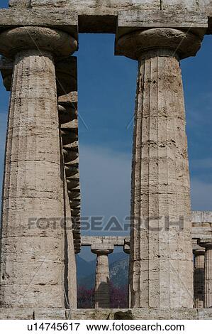 Greek Temples in Campania, Italy: Basilica aka Temple of Hera I, detail view View Large Photo Image Stock Photo - Greek Temples in Campania, Italy: Basilica aka Temple of Hera I, detail view. Fotosearch