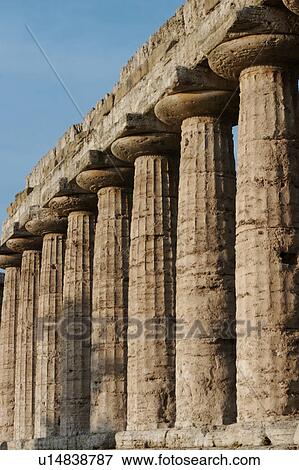Greek Temples in Campania, Italy: Basilica aka Temple of Hera I, detail view View Large Photo Image Stock Photo - Greek Temples in Campania, Italy: Basilica aka Temple of Hera I, detail view. Fotosearch