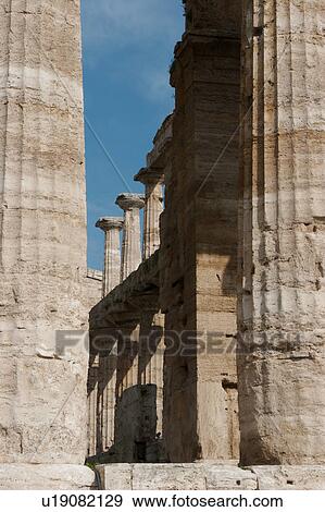 Stock Photo - Greek Temples in Campania, Italy: Temple of Neptune (Poseidon) aka Temple of Hera II, detail view. Fotosearch